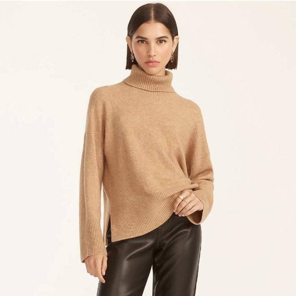 ✨ NEW J. Crew Camel Turtleneck Sweater in Supersoft Yarn 3X